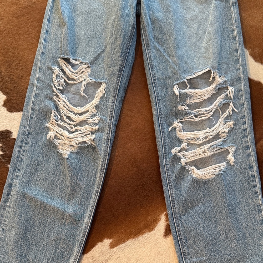 New American Eagle High Rise Baggy Straight Jeans 0 - Picture 2 of 5